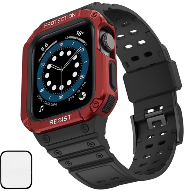 NUBASE 애플워치 호환 지샥 일체형 스트랩, 블랙로즈