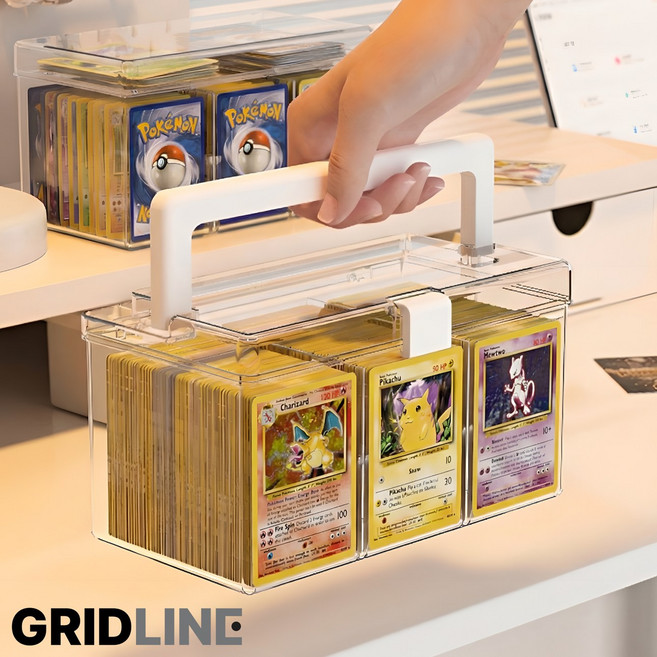 그리드라인 먼지제로 손잡이있는 포토카드 수납함 칸막이 분리형, 투명, 1개