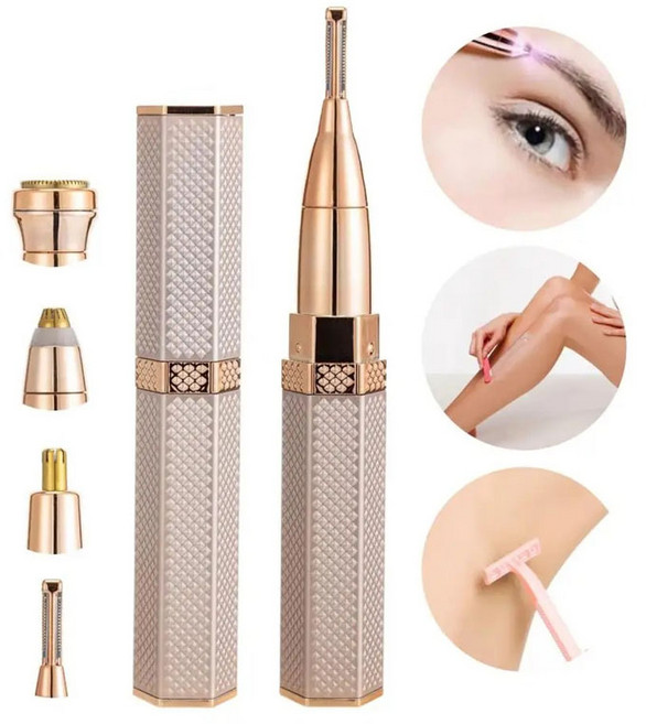 비엠 전동눈썹정리기 4in1눈썹칼 제모기 바리깡 면도기 잔털다듬기 눈썹제모 비키니라인, 1개