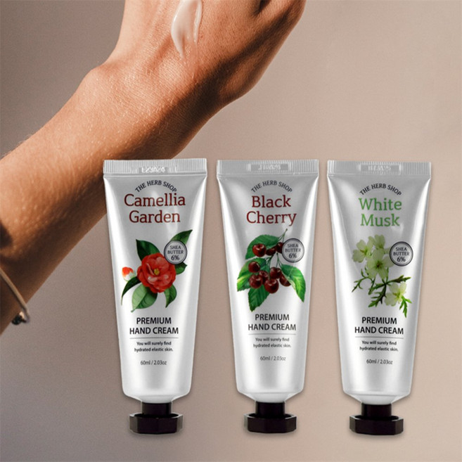 에센셜플러스 더허브샵 핸드크림 60ml 동백/블랙체리/화이트머스크 핸드케어, 동백