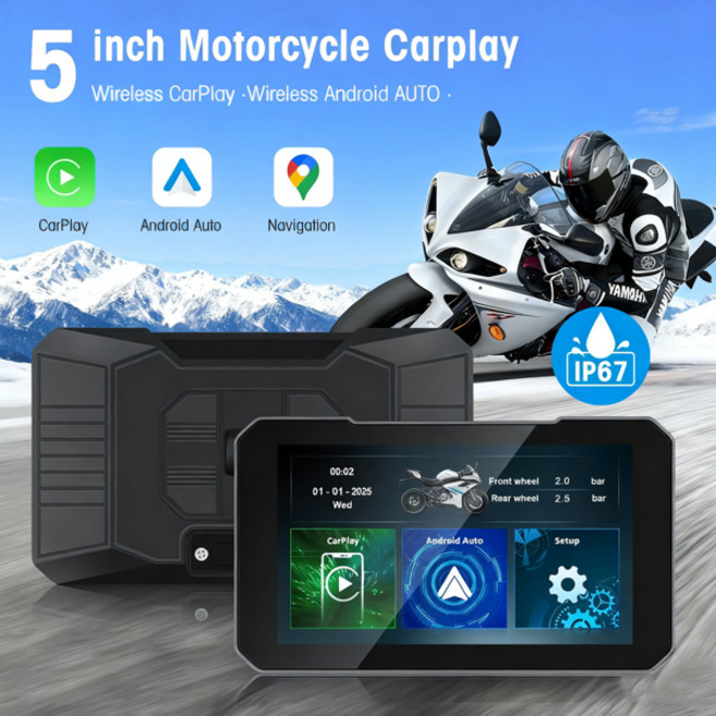 5인치 IP67 방수 바이크 오토바이 터치 HD 스크린 무선 카플레이 안드로이드 오토 빠른 부팅 바이크 오토바이 전기 자전거 ATV 등용, M15