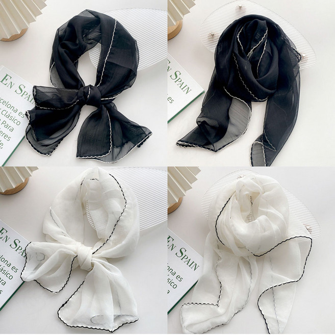 모먼트린 에어리 라인 여성 쉬폰 스카프 1+1