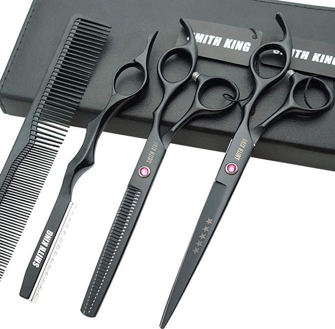 17.8cm(7.0인치) 전문가용 헤어 커팅 얇은 가위 세트 면도기 포함 (실버), 17.8cm(7인치), 1개