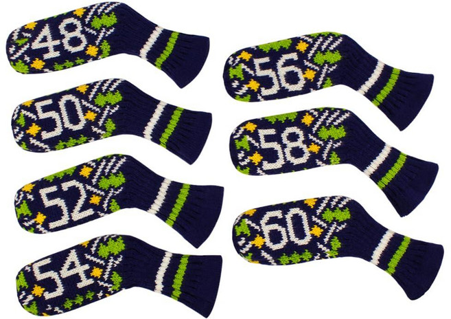 Scott Edward 7PCS (7 4 니트 웨지 골프 아이언 헤드 커버 클럽 프로텍터, [ 666994 ] Scott Edward 니트 웨지, 겨울 자스민 패턴 7개