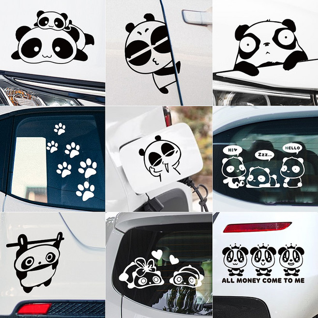 자동차 차량 스티커 판다 모음 스크레치 흠집 가리개 데칼 귀여운 캐릭터 팬더, B타입, S, 흰색, 1개