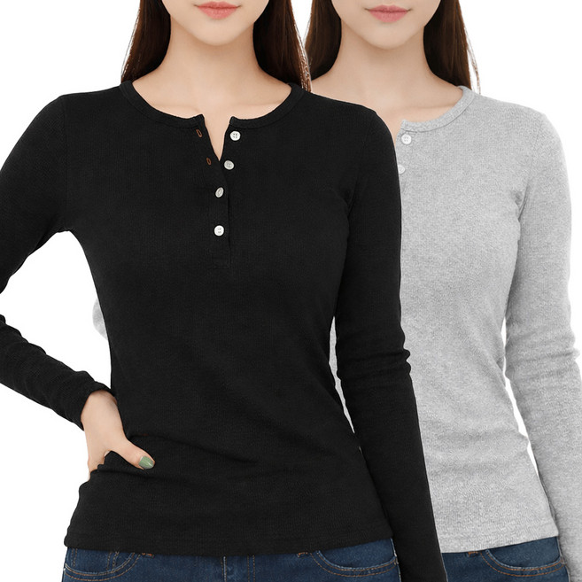 로로스키니 여성 티셔츠 1+1 슬림핏 긴팔 데일리 여자 기본 티