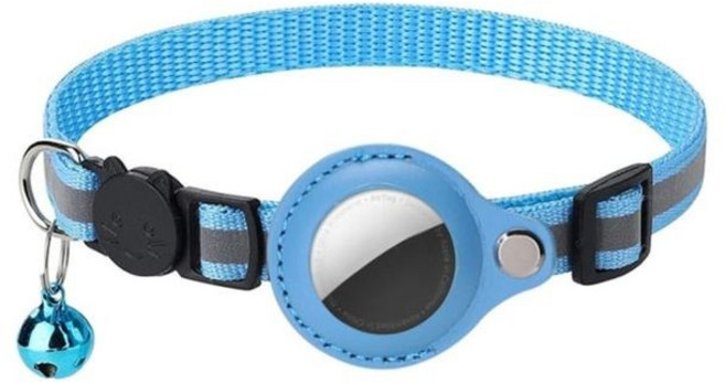 키밍 고양이 강아지 GPS 위치추적기 커버 목걸이 분실방지, 블루, 1개