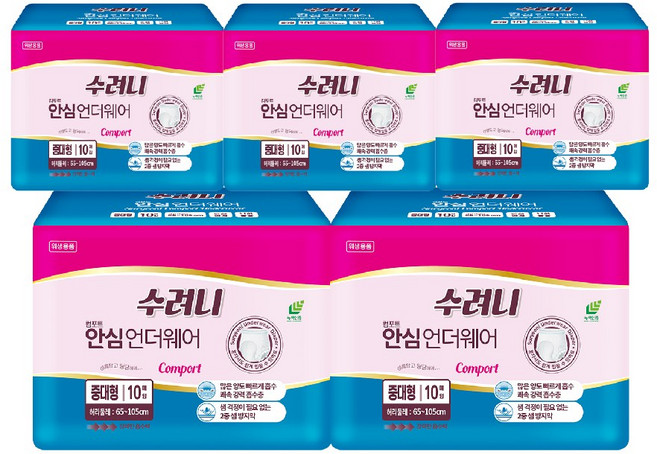 수려니 팬티기저귀 (컴포트)안심언더웨어 요실금기저귀, 중대형, 10개입, 5개