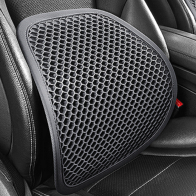 차량용 허리쿠션 3D 벌집 TPE 메쉬 등받이 허리받침 통풍 쿠션, 블랙, 1개