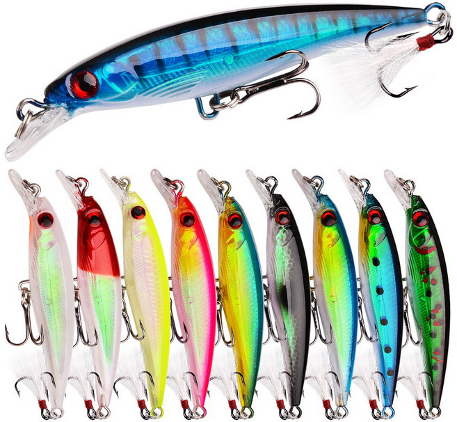 Hqzoomee메탈지그 세트 농어 광어 우럭 볼락 고등어 삼치 더블훅 크롬메탈지그, 10개, 6.8g, 믹스 컬러의