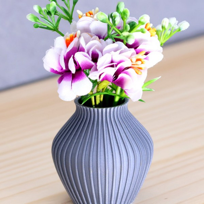 납골당 꾸미기 꽃병 미니어처 꽃다발 화병 조화 수공예 소품 추모관 봉안당, 실버 화병_보라
