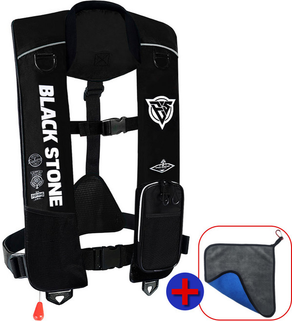 XL(대) 블랙스톤 1포켓 자동팽창식 구명조끼 KC인증 국내생산 수분감지 바다낚시, 블랙