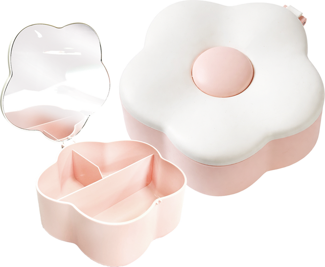 로앤제이 큐티뿌끄 메이크업 꽃 수납함 다용도 화장품 정리함, 베이비핑크