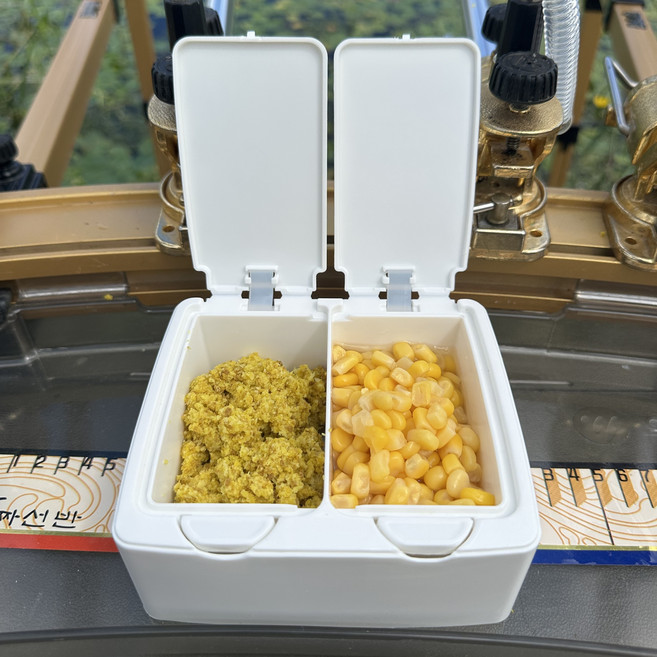 원터치 떡밥그릇 민물 낚시 떡밥통 미끼 밑밥 통 그릇 붕어 중층 내림 바닥, 화이트