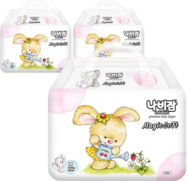 나비잠 기저귀 매직소프트 밴드 3팩, 중형(M), 120매
