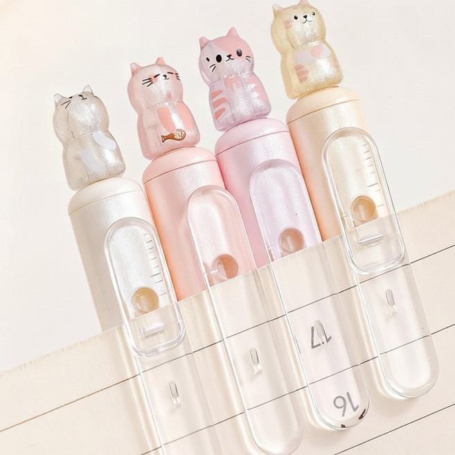누르면 회전하는 행운의 고양이 젤펜 캐릭터 볼펜, 4개, 혼합