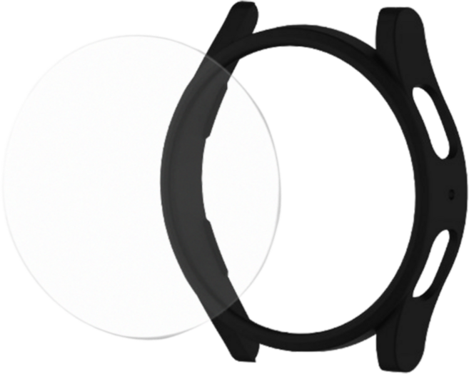 갤럭시워치 6 5 4 클래식 프로 범퍼 케이스 하프 프레임 액정보호 필름 투명케이스 40 44 43 47 42 46mm, 블랙