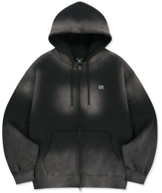 브라운브레스 brownbreath SPRAYED TAG HOOD ZIP UP - BLACK