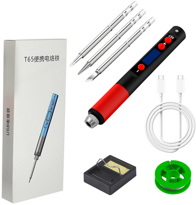 T12 시리즈 T65 디지털 전기 USB 납땜인두 키트 세트 미니 스마트 온도 조절 용접 도구 180 500, T65 SET2