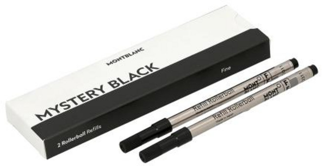 몽블랑 (MONTBLANC) 리필 볼펜심 잉크 수성펜심 검정 2개 1세트(128230), 미스터리 블랙 F축(가는심)