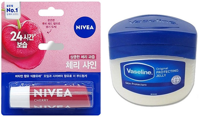 니베아 립밤 4.8g 체리 샤인 + 바세린 오리지널 퓨어 스킨 젤리 50ml 세트, 1개