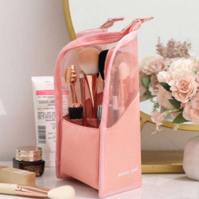 꽂이 예쁜 자동 원터치 승강 메이크업브러쉬 케이스 정리함, 블랙, 1개