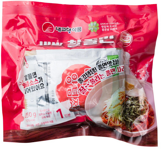 비빔 찰쫄면 1인분 (면사리+양념장+김스프), 250g, 1개