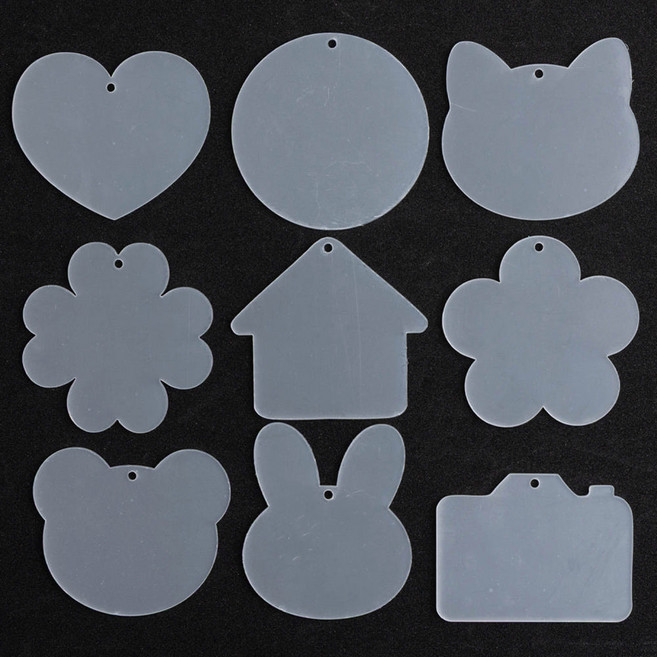 투명 아크릴 판 + 군벌줄 SET 자개 키링 만들기, 1개, 10.사각