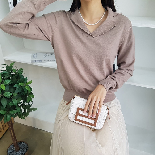 상상그이상 여성용 부드러운 캐시미어 긴팔 오픈카라 니트 간절기 코트 속에 입을 레이온 무지니트 5컬러 보들감촉 니트탑