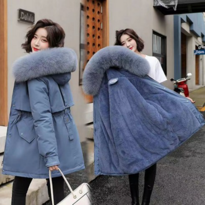 겨울 롱패딩 털부탁 여성용 따뜻한 융털 후드패딩 집업점퍼 빅사이즈 여성롱패딩 기모코트