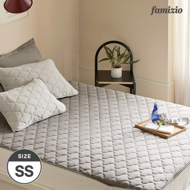 사계절 누빔 양면패드 침대커버 밴드형 슈퍼싱글, 차콜