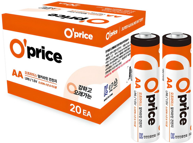 오프라이스 알카라인 AA건전지, 20개입, 1개