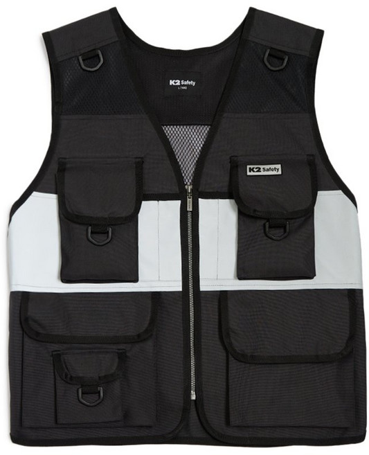 K2 세이프티 안전 작업 조끼 메쉬 VE-2605 블랙 명찰 자수 인쇄 가능