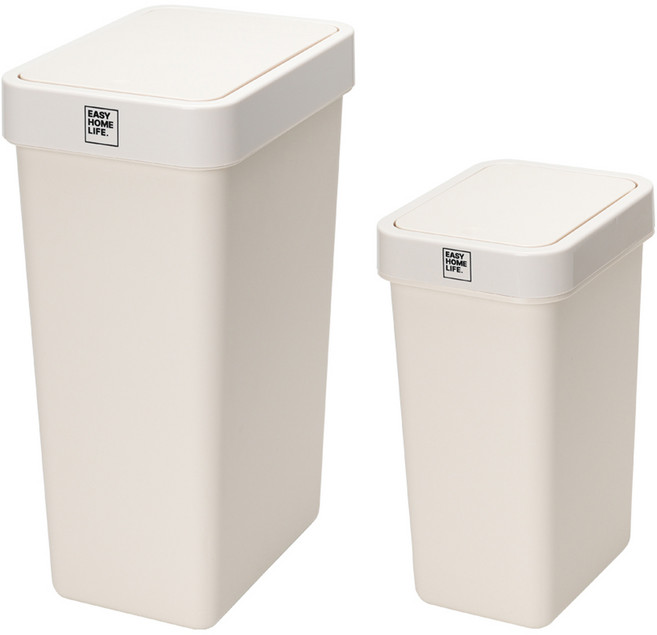 이지홈라이프 원터치 플랫 사각 휴지통 세트 10L 20L 종량제 쓰레기통, 미스트베이지
