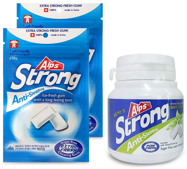 알프스스트롱 자일리톨 졸음껌 리필 용기, 알프스스트롱 껌 용기 54gx1개