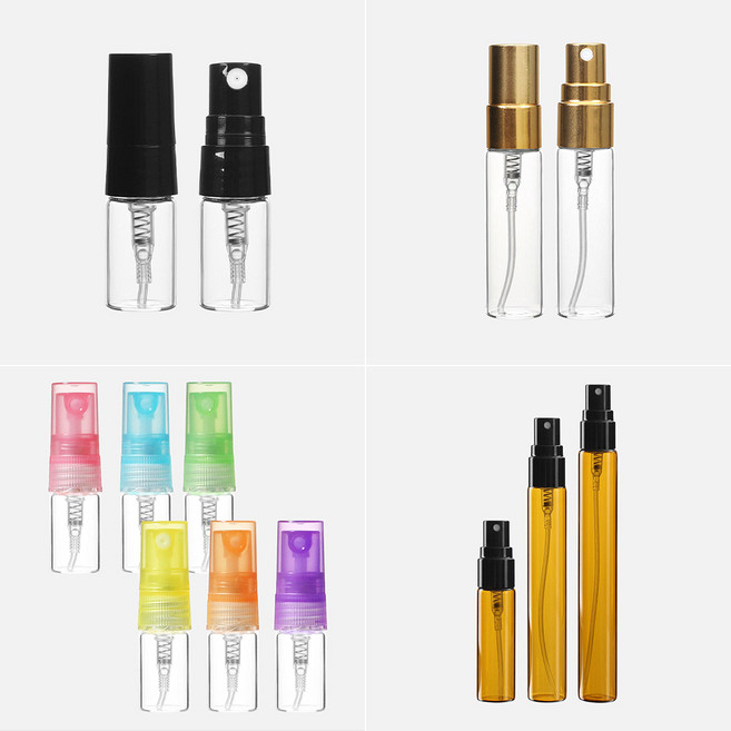 강군샵 향수공병 스프레이 블랙 투명 2ml / 10ml 휴대용 유리 용기, 01. 플라스틱캡 스프레이, 17. (40개) 보라뚜껑 투명 2ml