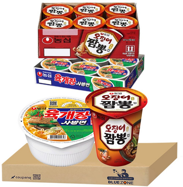 블루존 육개장사발면 86g (6입) + 오징어짬뽕 소컵라면 67g (6입)