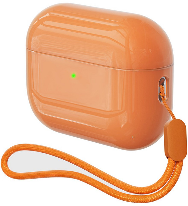 플레이360 에어팟프로 3 생팟느낌 세라미 케이스 스트랩세트 / 외부PC+내부실리콘 2중구조, 오렌지