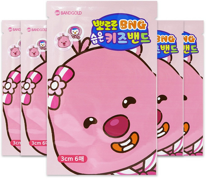 밴드골드 뽀로로 BNG 습윤 키즈밴드 루피 6매입 x 5개, 6개입