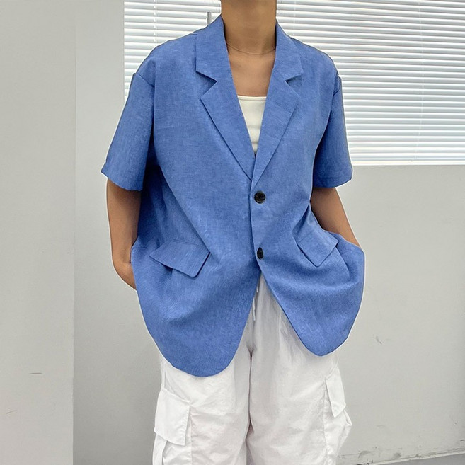 [특가세일][한정수량] 린넨 오버핏 반팔 블레이져