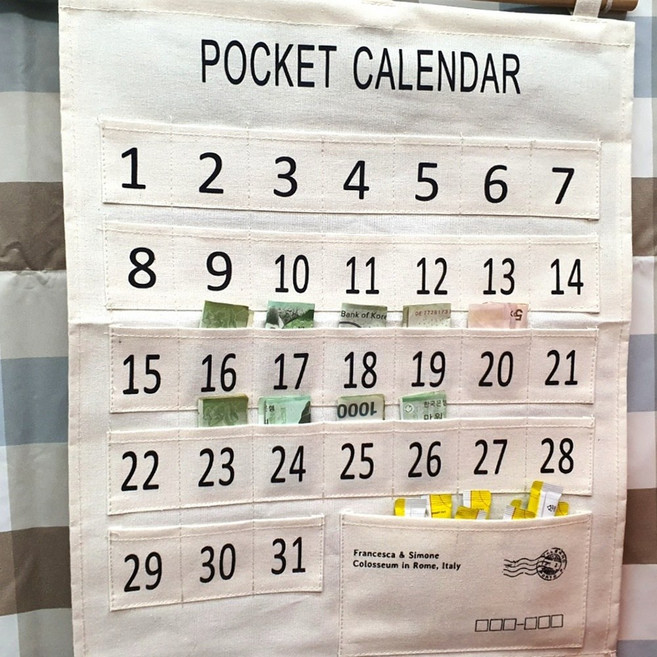 생활비 관리 벽걸이 포켓 한달 용돈달력 약달력 캘린더