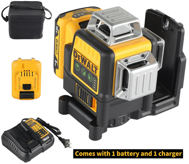 Dewalt 레이저 레벨 DW089LG 셀프 레벨링 12 라인 3*360 녹색 빔 레이저 충전식 최대 리튬 배터리 무선 도, 02 UK 1Battery 1Charger, 1개