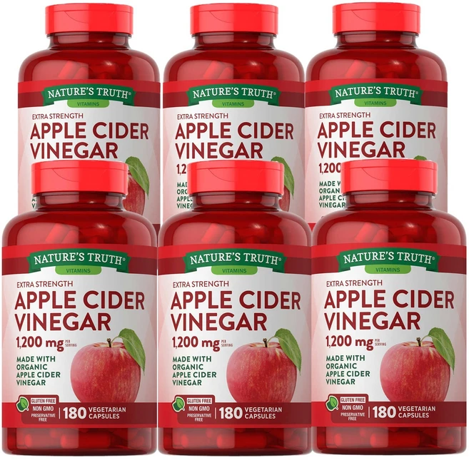 네이처스트루스 유기농 애플사이다 비니거 1200 180정, 6개 - 쿠팡