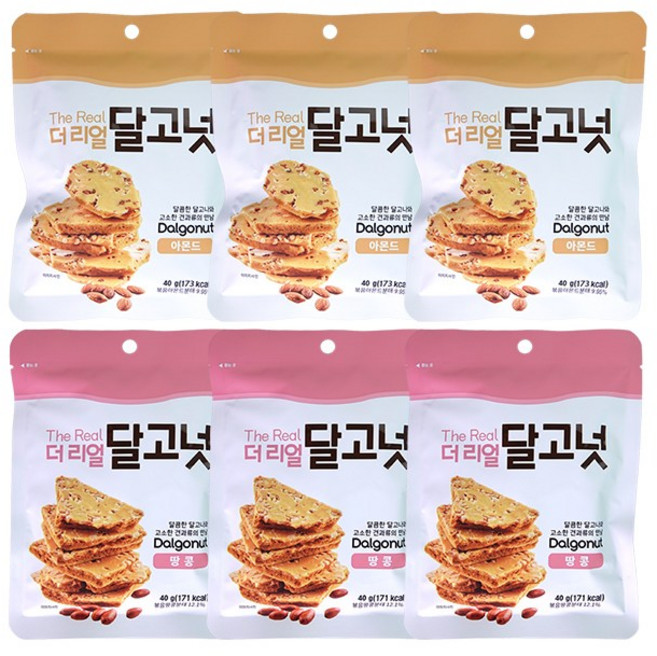 더 리얼 달고넛 간식 2종세트 아몬드+땅콩, 3세트, 80g