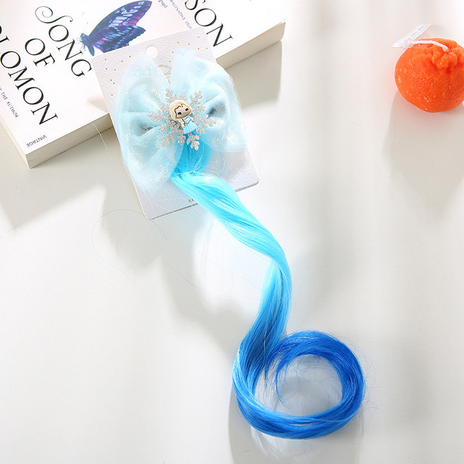 은꽃밴드 유아 공주 가발 머리핀 여아 리본 브릿지 붙임머리 세트