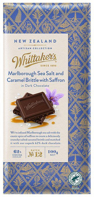 뉴질랜드 휘태커스 아몬드 밀크 초콜릿 (상쾌한 민트 맛 프리미엄 스낵), 바다소금 카라멜 사프란 다크 초콜릿 100g