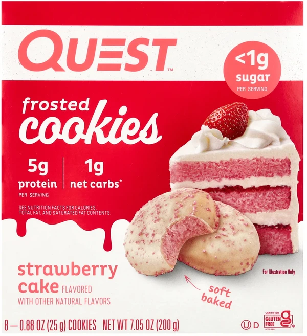 지금 곧 품절됩니다 Quest Nutrition 프로스티드 쿠키 딸기 케이크 쿠키 8개 개당 25g(0.88oz) 서둘러주시면 감사하겠습니다, QuestNutrition프로스티드쿠키딸기케이크쿠키8개 - 쿠팡