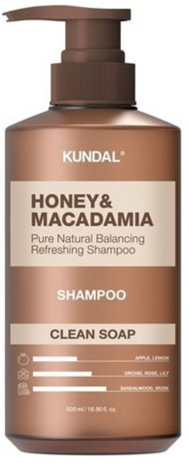 쿤달 허니 앤 마카다미아 네이처 샴푸 클린솝 500ml 1개, 1