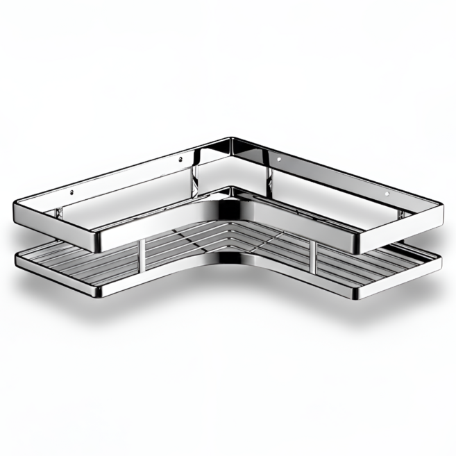 러슈브 무타공 스텐 코너형 욕실선반, 1개, 실버