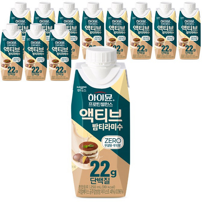 하이뮨 프로틴 밸런스 액티브 22g 밤티라미수 ZERO, 12개, 250ml